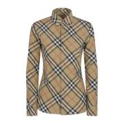 Burberry Slim Fit Bomull Poplin Skjorta Beige, Dam