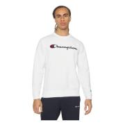 Champion Vit Broderad Logo Crewneck Sweatshirt White, Herr