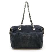 Chanel Vintage Pre-owned Canvas axelremsvskor Blue, Dam