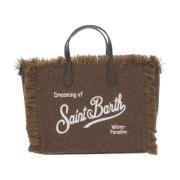 MC2 Saint Barth Fringed Toteväska med Logobroderi Brown, Dam