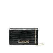 Love Moschino Svart Krokodil Logo Axelväska Black, Dam