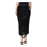 Dolce & Gabbana Svart dekorerad hög midja midi kjol Black, Dam