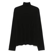 The Row Lyxig Svart Ull Roll Neck Topp Black, Herr