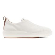 Santoni Lädersneakers med gummisula White, Dam