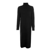 Drykorn Turtleneck Stickad Klänning med Sidor Black, Dam