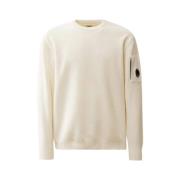 C.p. Company Crew Neck Stickad Tröja i Vit Beige, Herr