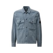 C.p. Company Corduroy Overshirt i Celeste Färg Blue, Herr