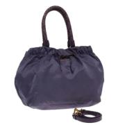 Prada Vintage Pre-owned Nylon handvskor Purple, Dam