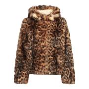 Yves Salomon Leopard Fårskinn Huva Jacka Multicolor, Dam