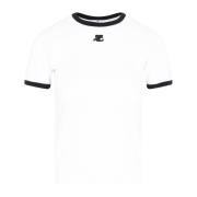 Courrèges Vit Bumpy Kontrast T-shirt White, Dam