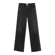 Agolde Avslappnade Straight Jeans Black, Dam