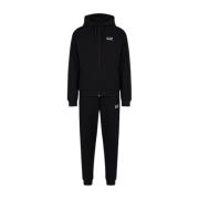 Emporio Armani EA7 Mångsidiga Bomullsbyxor med Hoodie Black, Herr