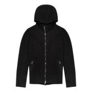 Giorgio Brato Lyxig Shearling Huva Jacka i Mörk Kol Black, Herr