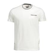 Harmont & Blaine Bomull Crew Neck Tee med Kontrasterande Detaljer Whit...