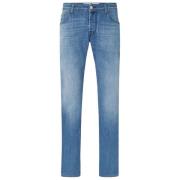 Jacob Cohën Slim Fit Tvättad Bomulls Jeans Blue, Herr