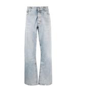 Heron Preston Blå Straight Jeans med 5 Fickor Blue, Herr