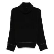 Pinko Svart Stickad Casual Tröja Black, Dam