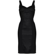 Dolce & Gabbana Blommig Jacquard Midi Klänning Svart Black, Dam