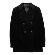 Tagliatore Lång Dubbelknäppt Sammet Blazer Black, Herr