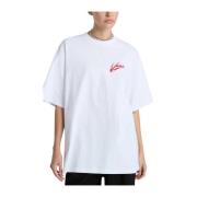 Vans Räfflad rund hals tryckt T-shirt White, Dam