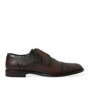 Dolce & Gabbana Bruna Krokodillläder Oxford Skor Brown, Herr