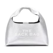 Marc Jacobs Mini Sack Väska i Metalliskt Läder Gray, Dam