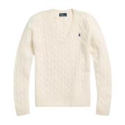 Ralph Lauren Krämig tröja med V-ringning Beige, Dam