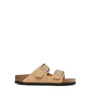 Birkenstock Beige Mockasandaler med Korkfotsäng Beige, Dam