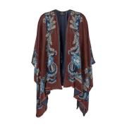 Etro Bordeaux Paisley Cape Jacka Multicolor, Dam