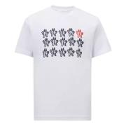 Moncler Vita T-shirts och Polos med Logotyp White, Herr