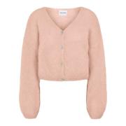 American Dreams Kort Mohair Cardigan i Persika Orange, Dam