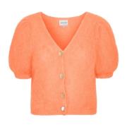 American Dreams Kortärmad Mohair Cardigan Orange, Dam