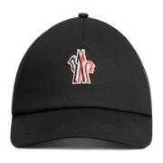 Moncler Svart Bomull Broderad Logotyp Hatt Black, Dam