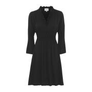 American Dreams Kort Svart Smock Midja Klänning Black, Dam