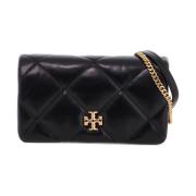 Tory Burch Quiltad Mini Crossbody-väska med Dubbel T-detalj Black, Dam