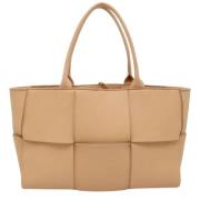 Bottega Veneta Vintage Pre-owned Laeder axelremsvskor Beige, Dam