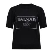 Balmain Ulltopp med broderad logotyp Black, Dam