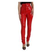 Dolce & Gabbana Röda High-Waist Skinny Byxor Red, Dam