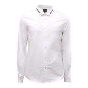 Emporio Armani Slim Fit Bomullsskjorta med Logokrage White, Herr