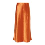 Max Mara Orange Satäng A-linje Midi Kjol Orange, Dam