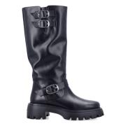 Stuart Weitzman Svart Stängd Läder Moto Boot Black, Dam