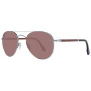 Ermenegildo Zegna Gunmetal Aviator Solglasögon med Bruna Linser Pink, ...