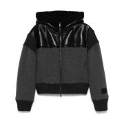 Iceberg Grå Panelad Vadderad Jacka med Faux-Shearling Trim Gray, Dam