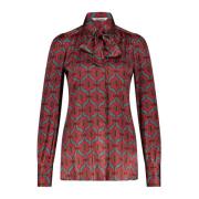 Caliban Blus med Print i Mjuk Viskosmix Red, Dam