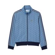 Lacoste Monogram Dragkedja Sweatshirt Blå Jacquard Blue, Herr