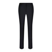 Patrizia Pepe Slim Fit Byxor Elastiskt Tyg Normal Midja Black, Dam