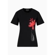 Emporio Armani Svart Lipstick T-shirt Höst/Vinter 2023/2024 Black, Her...