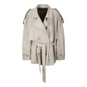 ACT N°1 Kort Gabardine Trench Coat Beige, Dam