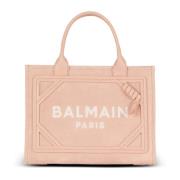 Balmain Liten B-Army tote bag i mocka Pink, Dam