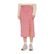 Pepe Jeans Modern Midi Kjol med Dekorativa Sömmar Pink, Dam